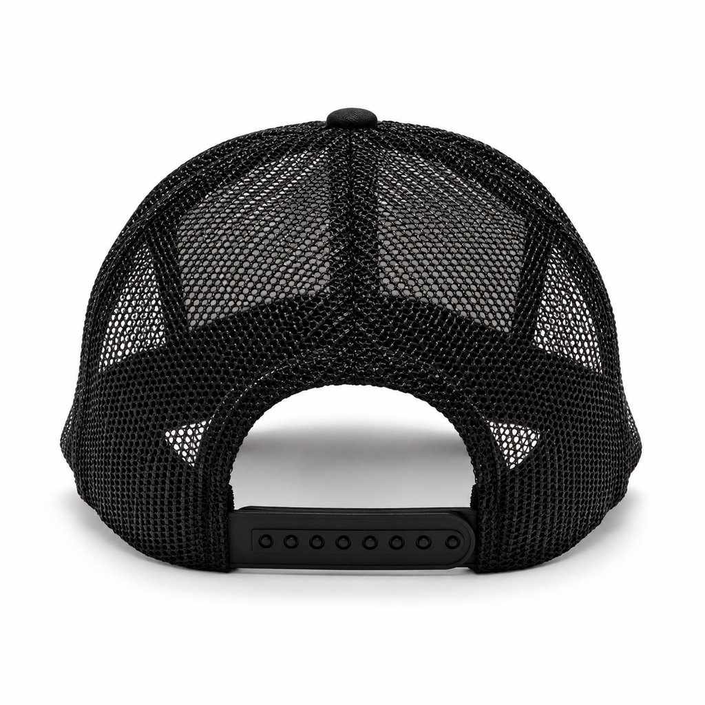 Crunk Cowboy black trucker cap, back view