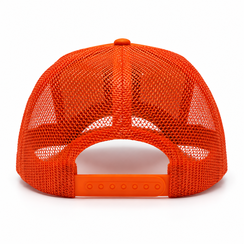 Crunk Cowboy orange trucker cap, back view